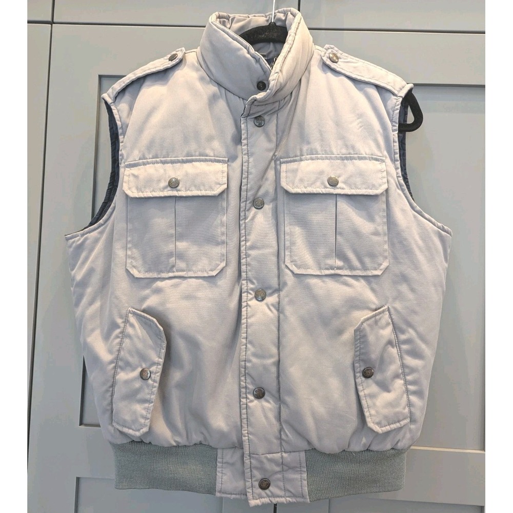 Vintage 80's Black Sheep Gray Puffer Vest Mens Medium Gorpcore Utility Button